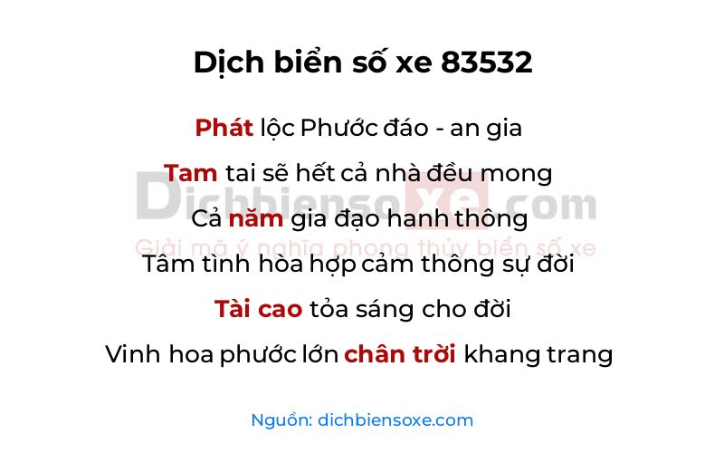 Dịch thơ biển số 83532