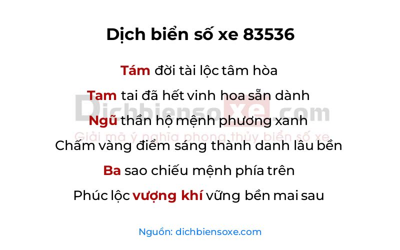 Dịch thơ biển số 83536