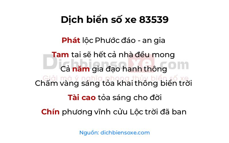 Dịch thơ biển số 83539