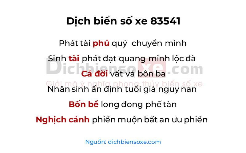 Dịch thơ biển số 83541