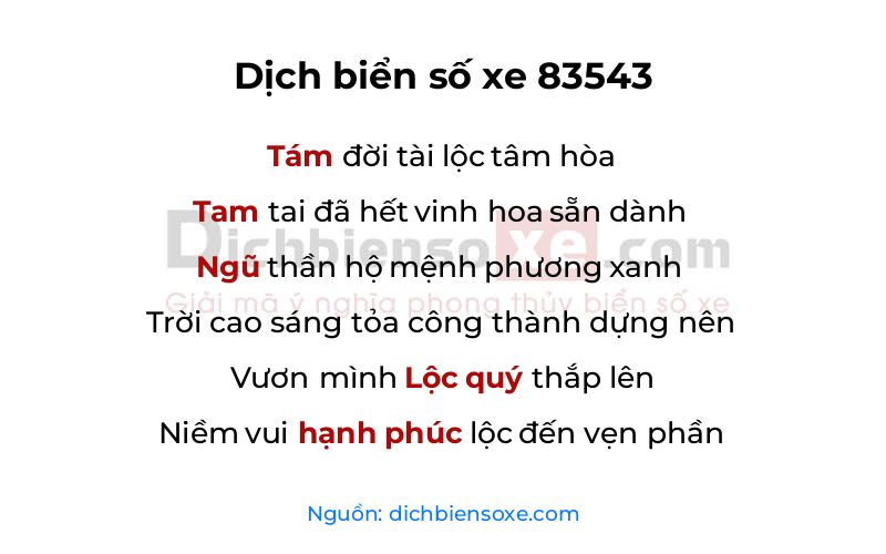 Dịch thơ biển số 83543