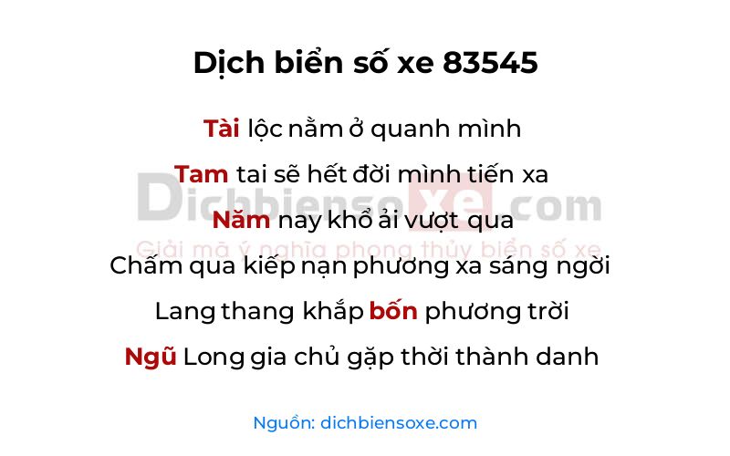 Dịch thơ biển số 83545