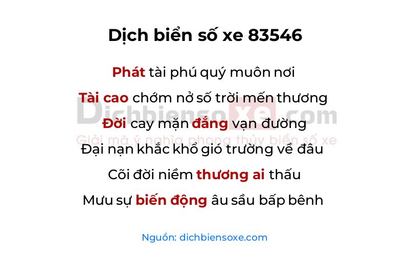 Dịch thơ biển số 83546