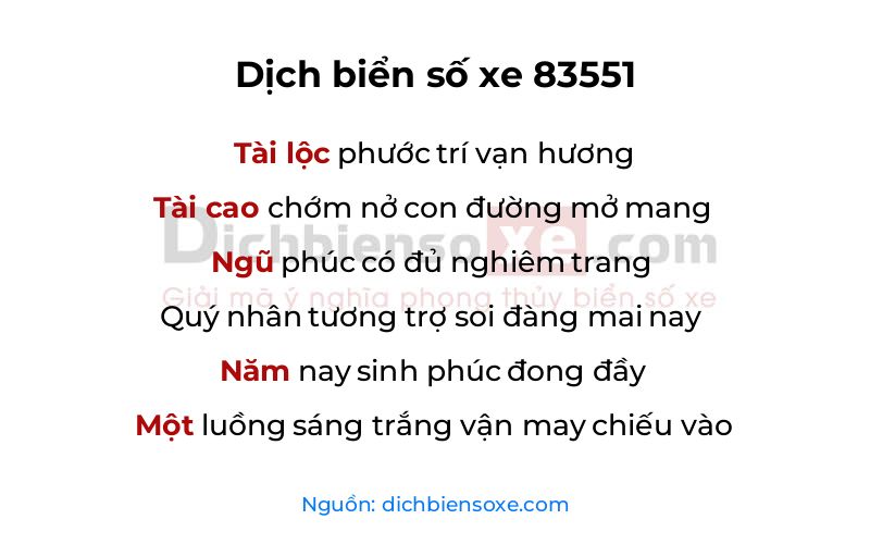 Dịch thơ biển số 83551