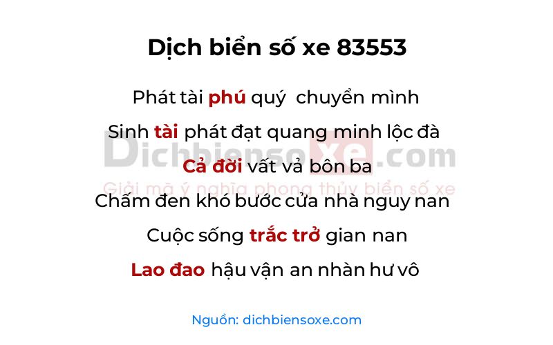 Dịch thơ biển số 83553