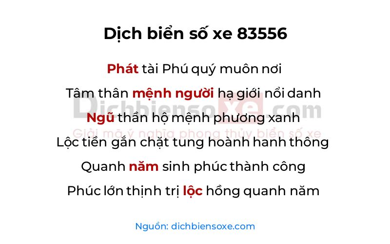 Dịch thơ biển số 83556