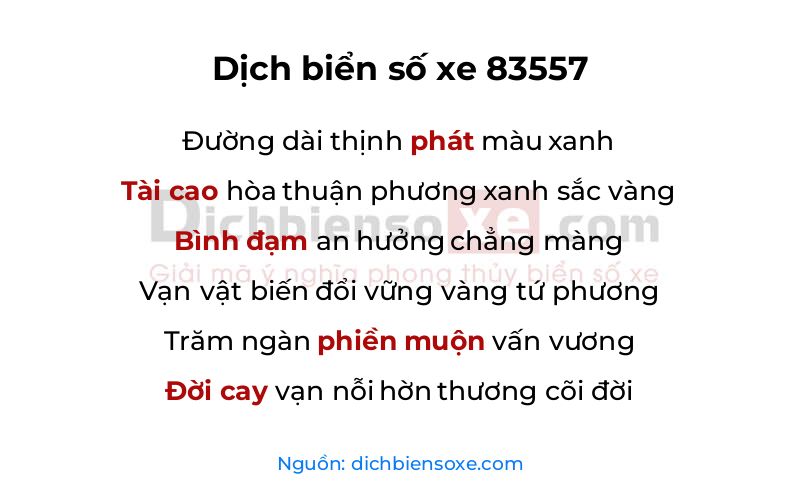 Dịch thơ biển số 83557