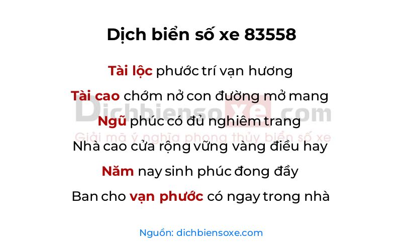 Dịch thơ biển số 83558
