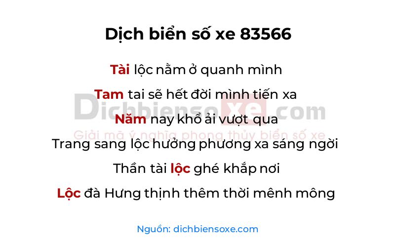 Dịch thơ biển số 83566