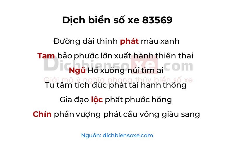 Dịch thơ biển số 83569
