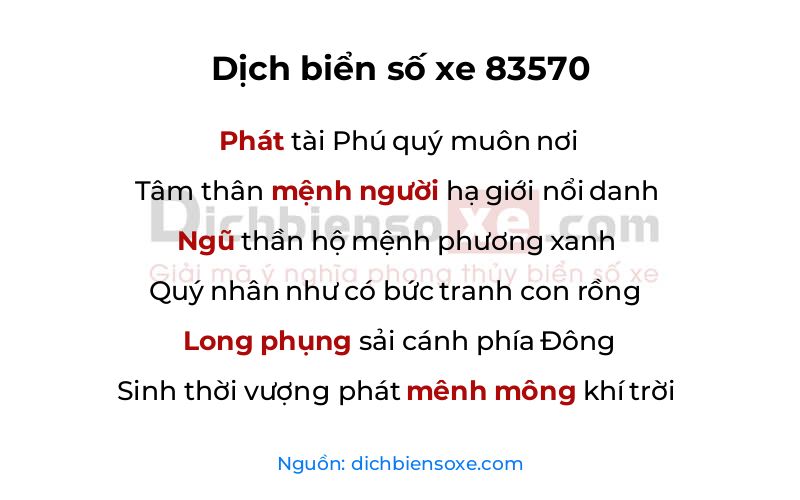 Dịch thơ biển số 83570