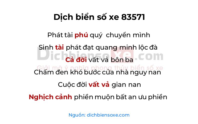Dịch thơ biển số 83571