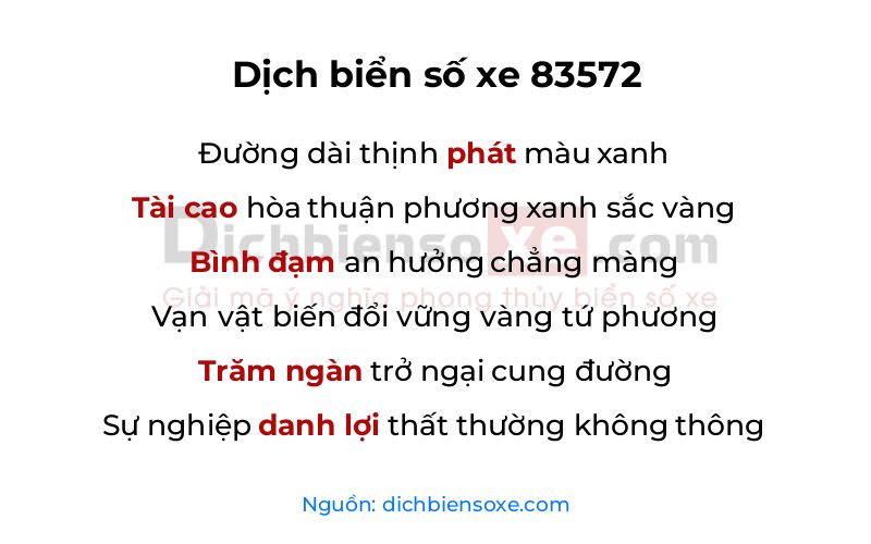 Dịch thơ biển số 83572