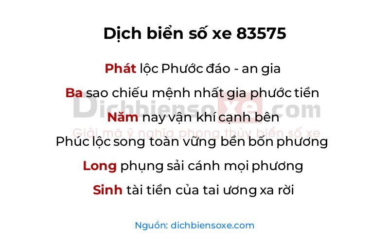 Dịch thơ biển số 83575