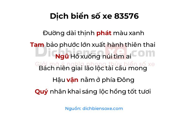 Dịch thơ biển số 83576