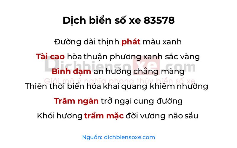 Dịch thơ biển số 83578