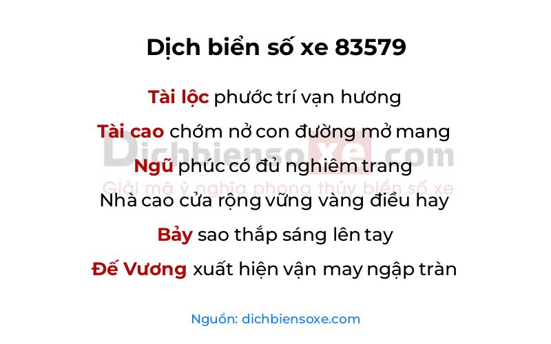 Dịch thơ biển số 83579