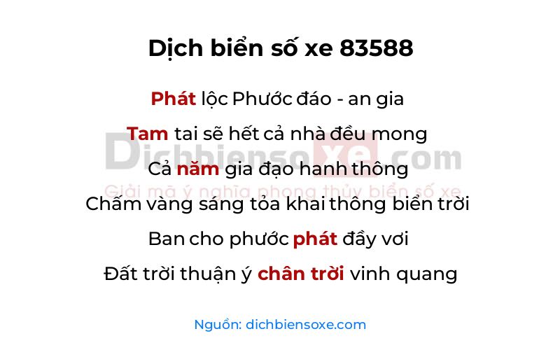 Dịch thơ biển số 83588