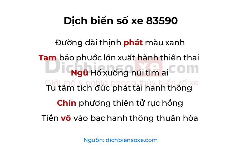 Dịch thơ biển số 83590
