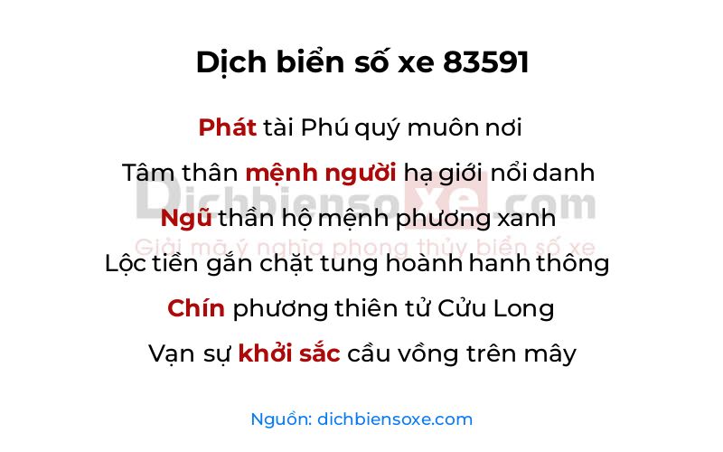 Dịch thơ biển số 83591