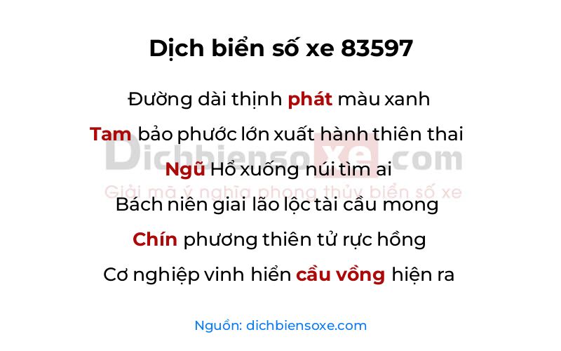 Dịch thơ biển số 83597