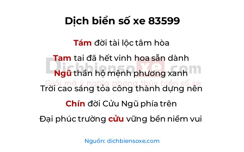 Dịch thơ biển số 83599