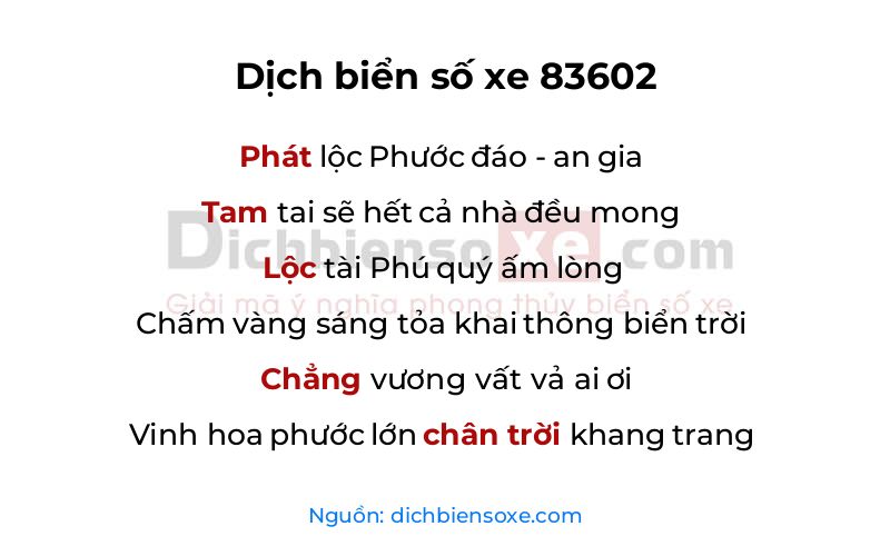 Dịch thơ biển số 83602