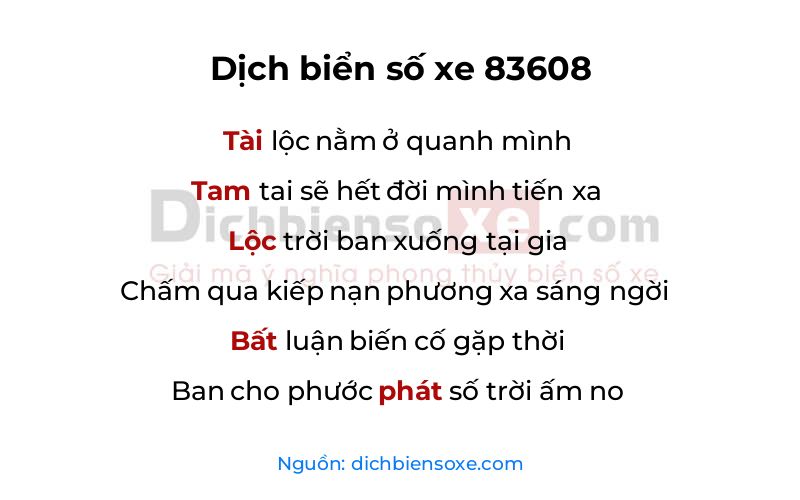 Dịch thơ biển số 83608