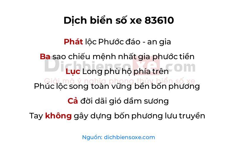 Dịch thơ biển số 83610