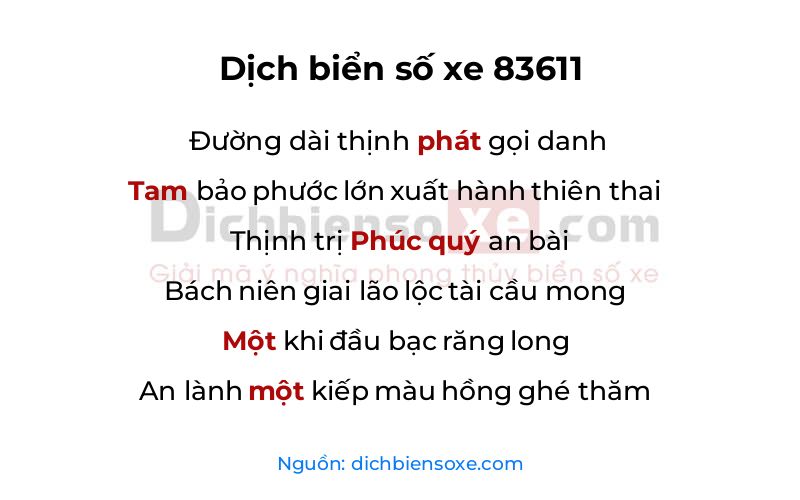 Dịch thơ biển số 83611