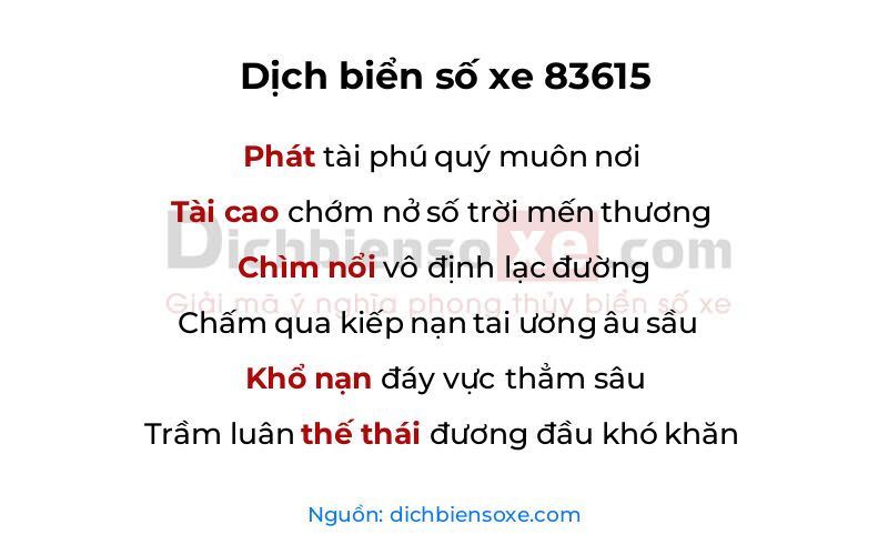 Dịch thơ biển số 83615