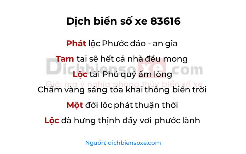 Dịch thơ biển số 83616
