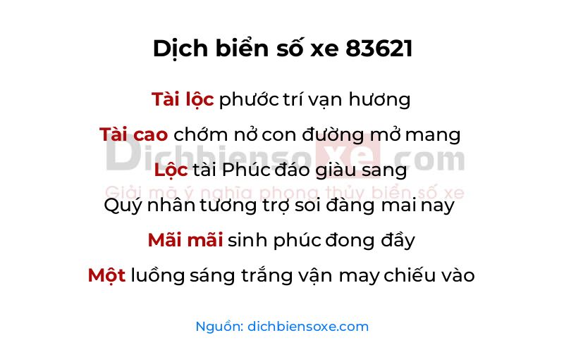 Dịch thơ biển số 83621