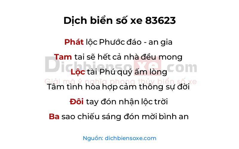 Dịch thơ biển số 83623