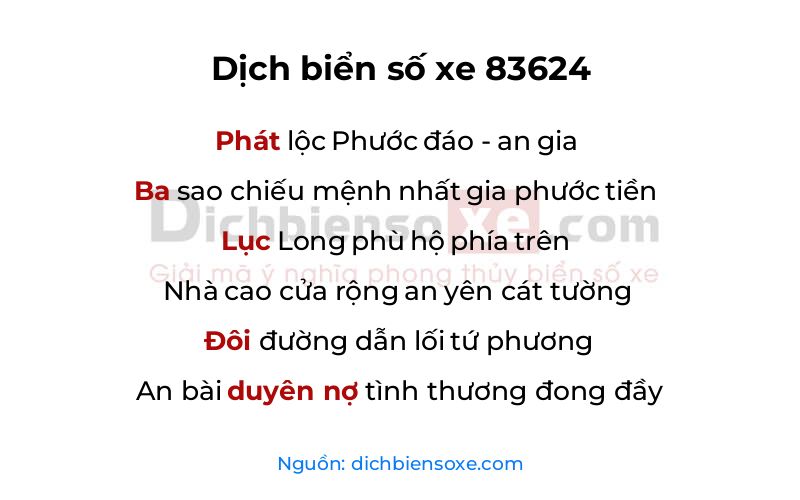 Dịch thơ biển số 83624