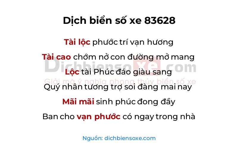 Dịch thơ biển số 83628