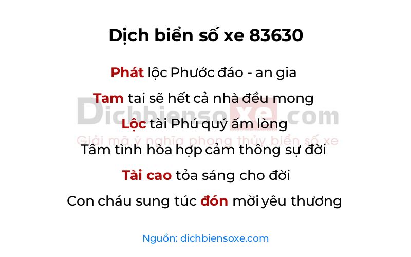 Dịch thơ biển số 83630