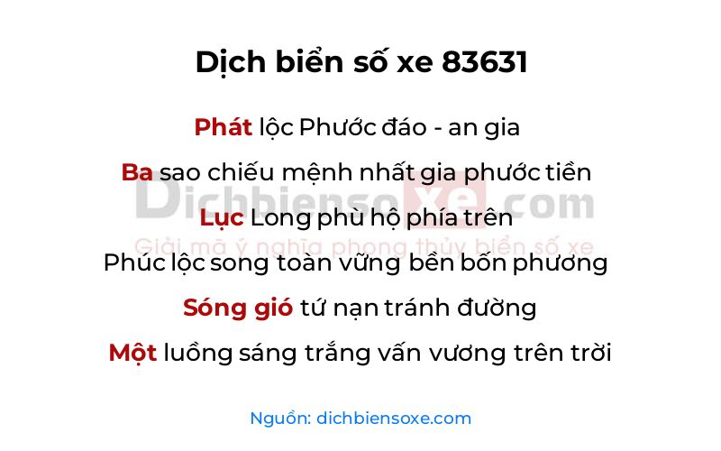 Dịch thơ biển số 83631