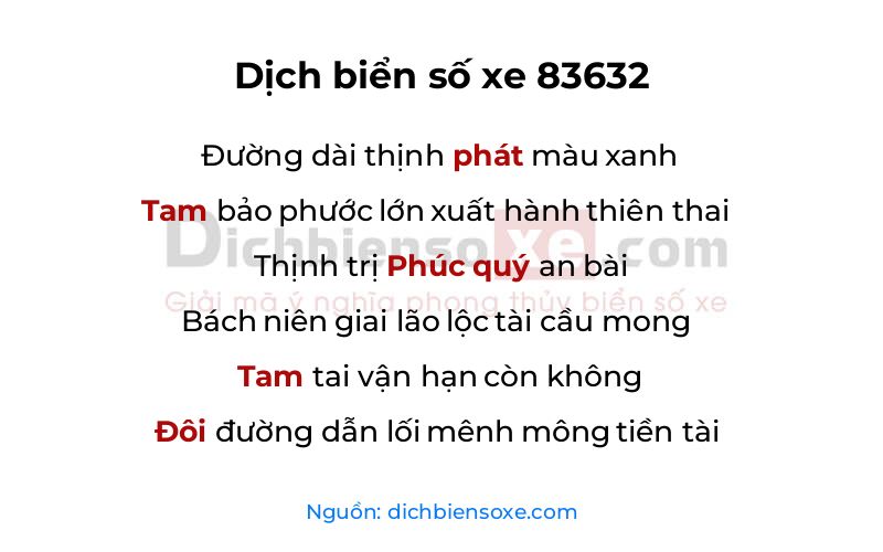 Dịch thơ biển số 83632