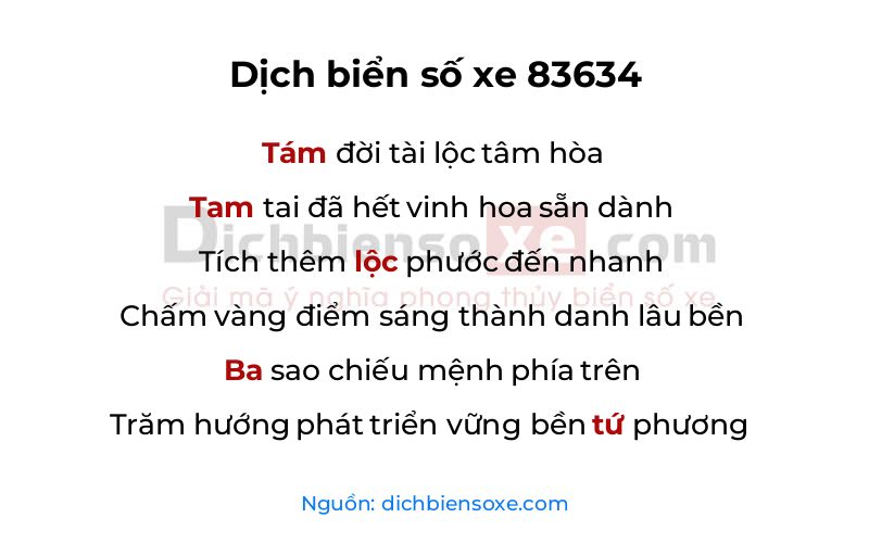 Dịch thơ biển số 83634