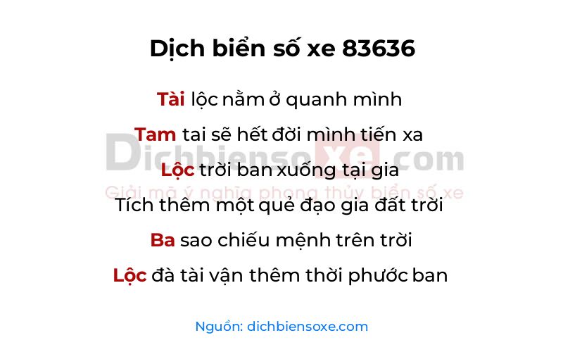 Dịch thơ biển số 83636
