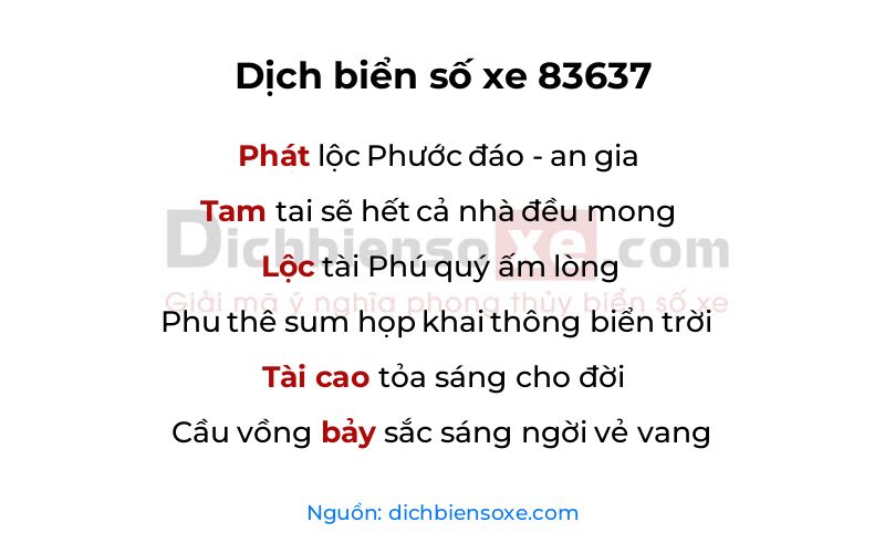 Dịch thơ biển số 83637