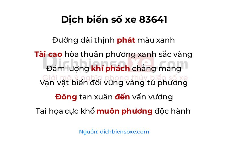 Dịch thơ biển số 83641