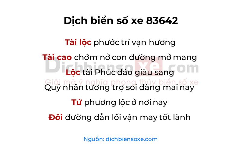 Dịch thơ biển số 83642