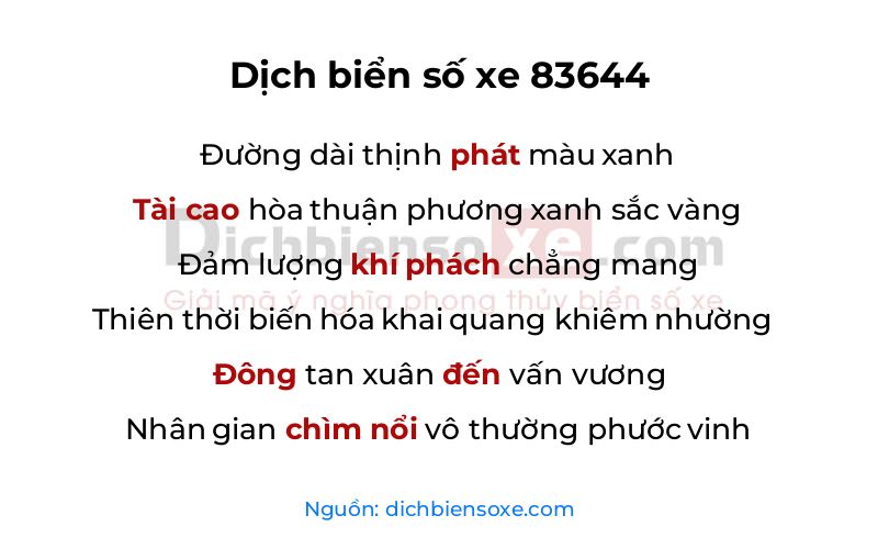 Dịch thơ biển số 83644