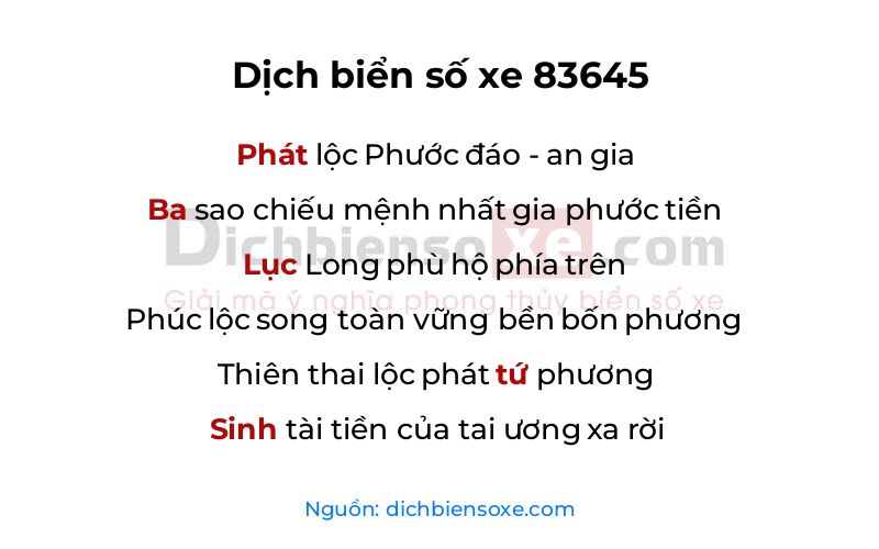 Dịch thơ biển số 83645