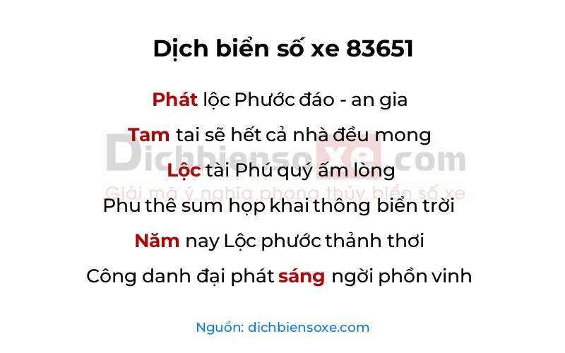 Dịch thơ biển số 83651