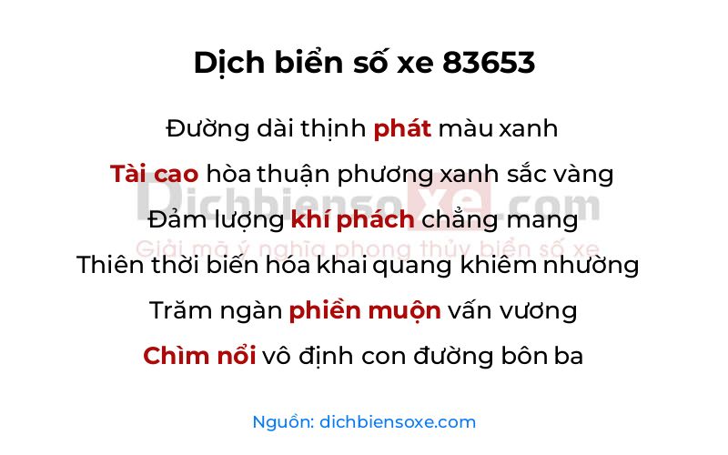 Dịch thơ biển số 83653