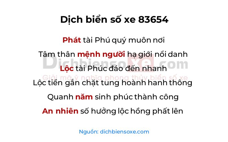 Dịch thơ biển số 83654