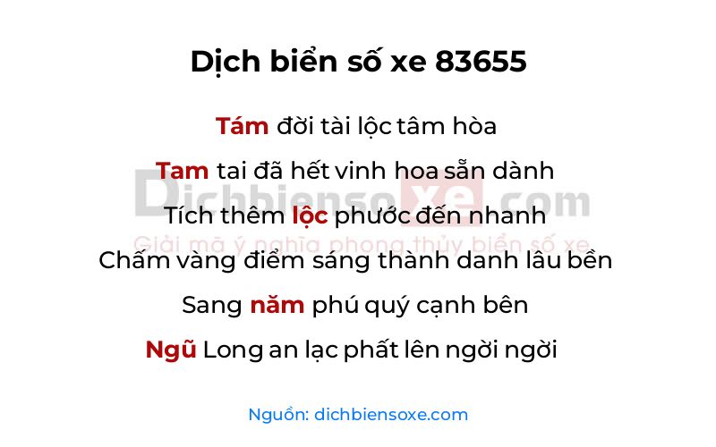 Dịch thơ biển số 83655